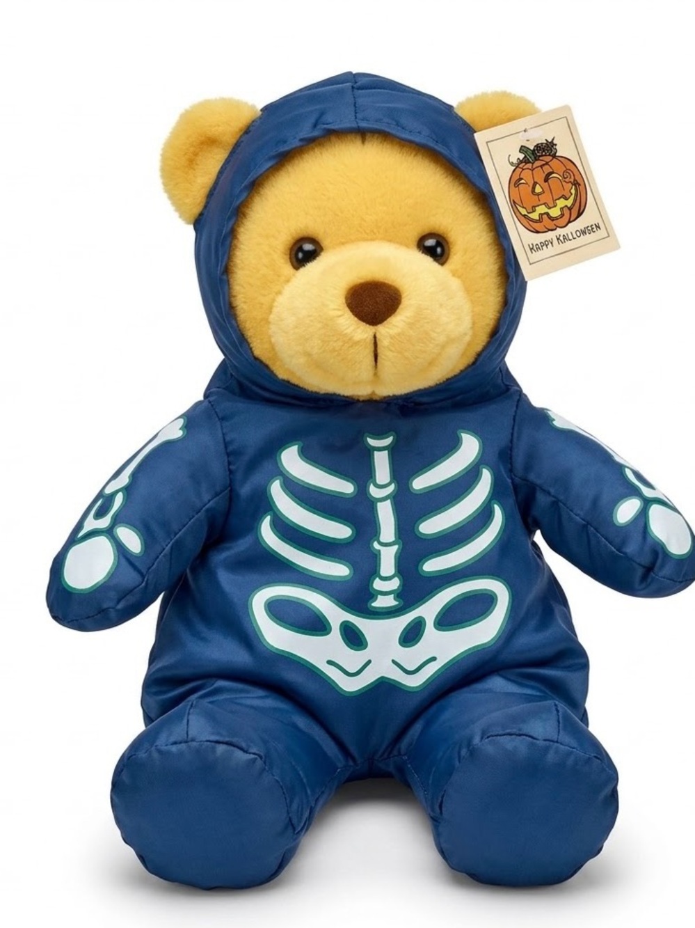 Plush Bear in Navy Skeleton Hoodie - Kids Toy